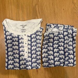 Roller Rabbit Blue Elephant Print Kids Pajamas Size 10